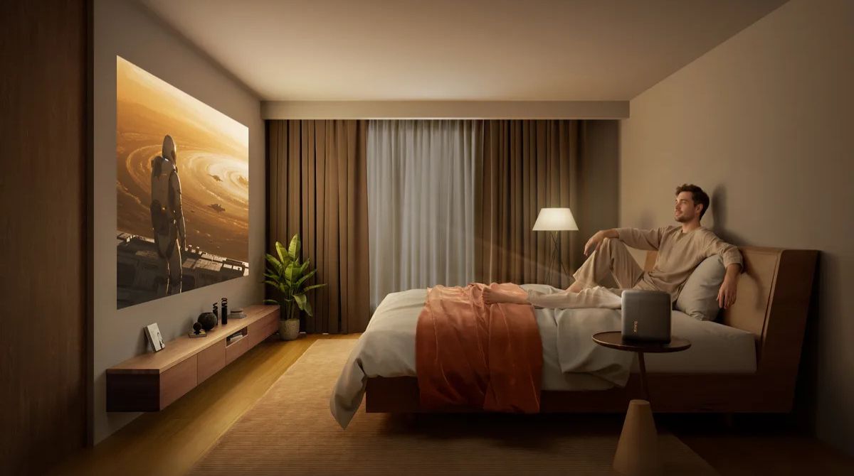 vidéoprojecteur Formovie Xming Page Two dans une chambre