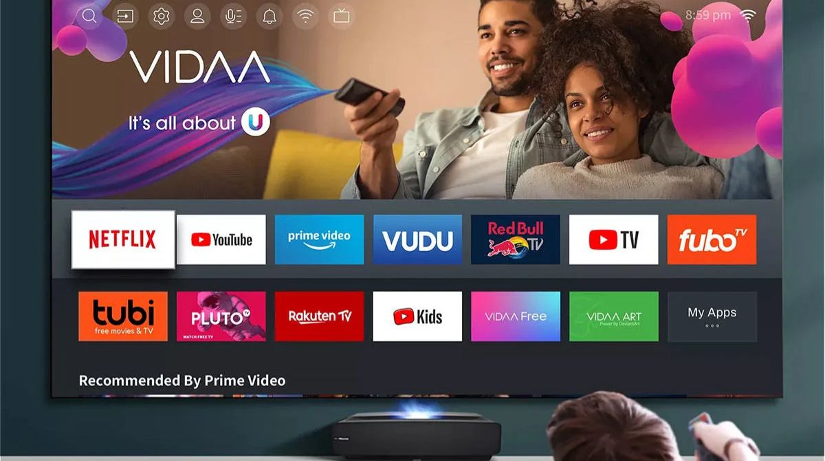 interface VIDAA sur le projecteur Hisense 90L5HD