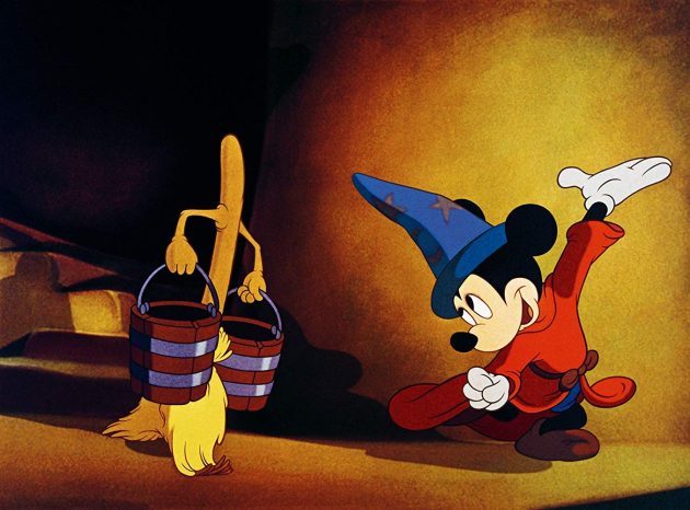 Mickey en zijn toverstok in Fantasia