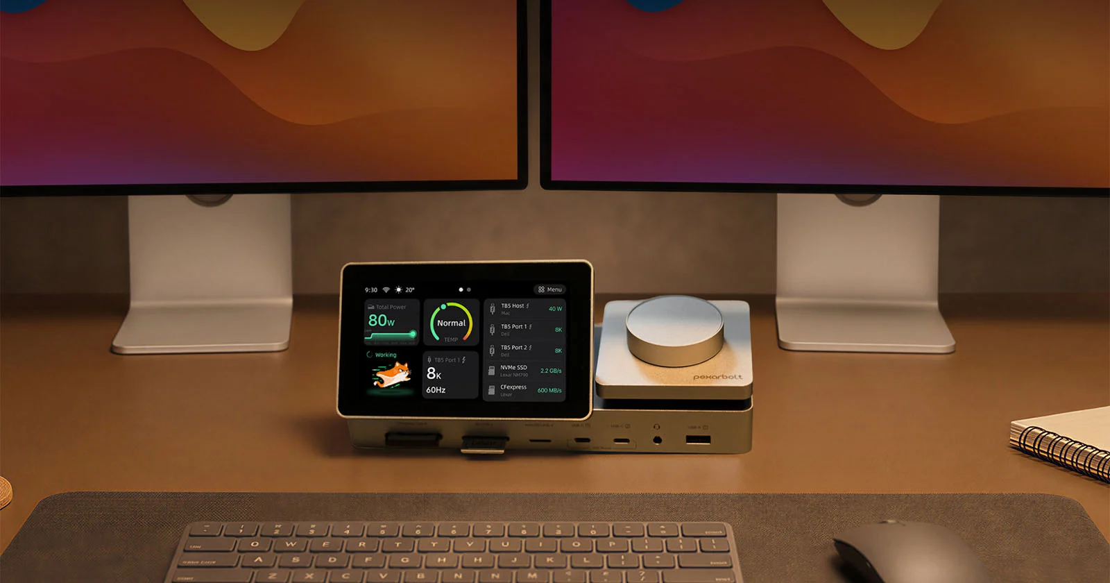 Opvallende Thunderbolt 5-dock met scherm, geheugenkaartsloten en uitbreidbare opslag
