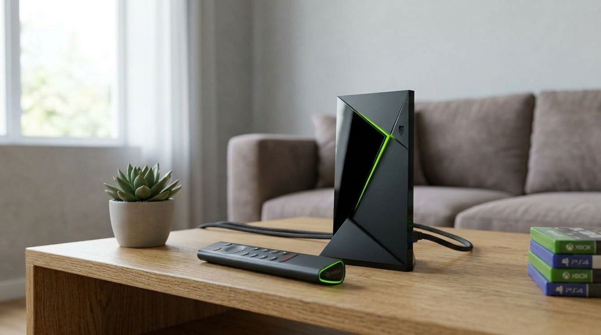 Nvidia Shield TV Pro sur une table de salon